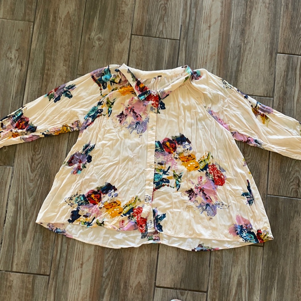 Free People floral cream top